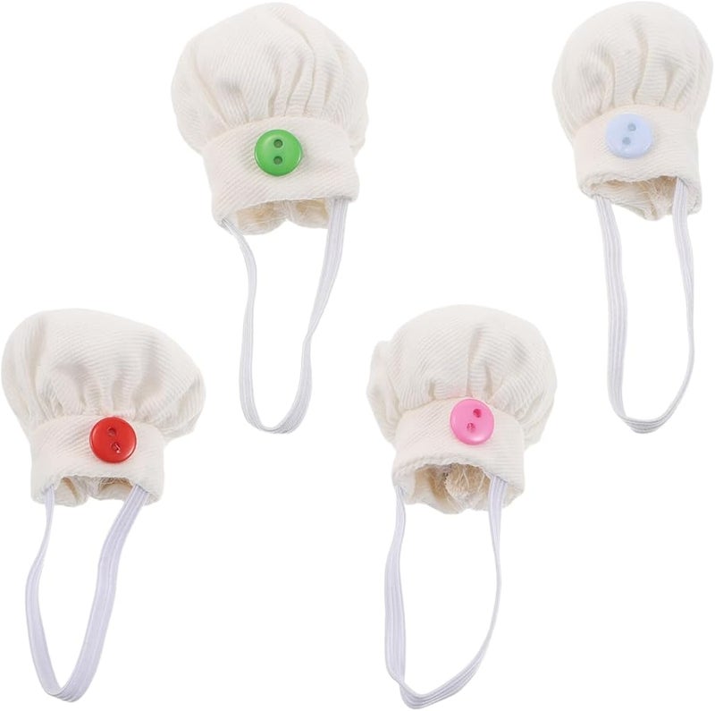 4Pcs Mini Chef Hats For 10 15cm Dolls Stuffed Animals Pet Christmas Role Play - Image 1